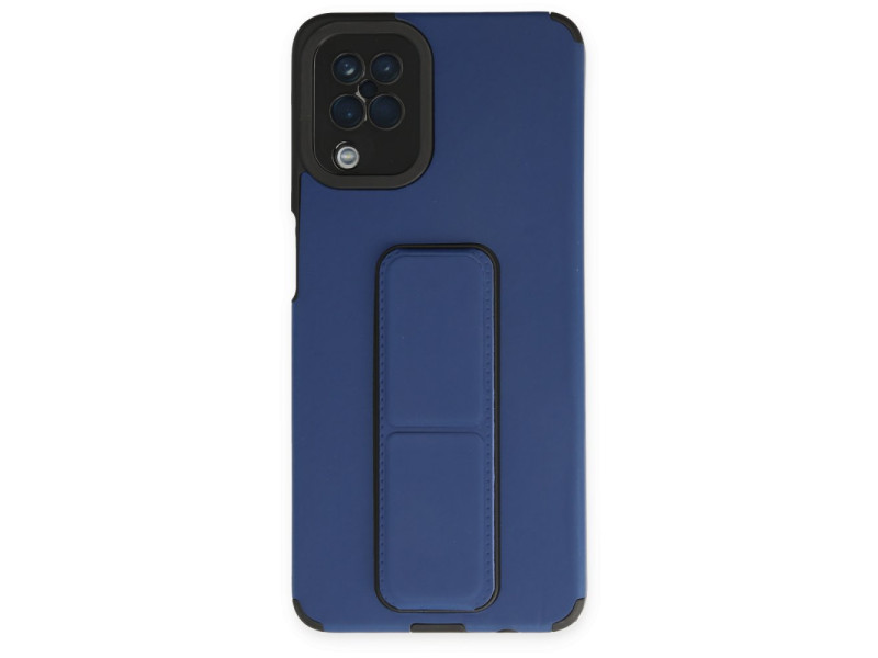 Newface Samsung Galaxy A12 Kılıf Mega Standlı Silikon - Mavi