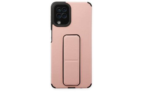 Newface Samsung Galaxy A12 Kılıf Mega Standlı Silikon - Pudra