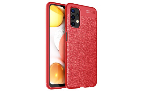 Newface Samsung Galaxy A13 4G Kılıf Focus Derili Silikon - Kırmızı
