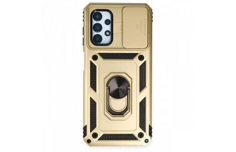 Newface Samsung Galaxy A13 4G Kılıf Pars Lens Yüzüklü Silikon - Gold