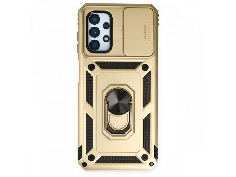 Newface Samsung Galaxy A13 4G Kılıf Pars Lens Yüzüklü Silikon - Gold