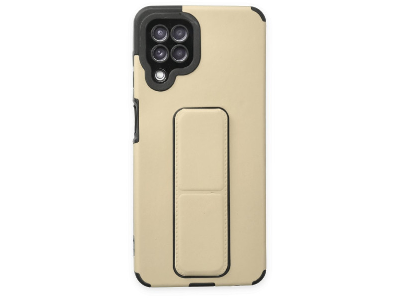 Newface Samsung Galaxy A22 Kılıf Mega Standlı Silikon - Gold