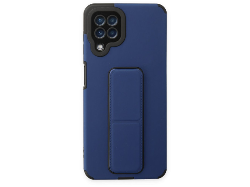 Newface Samsung Galaxy A22 Kılıf Mega Standlı Silikon - Mavi