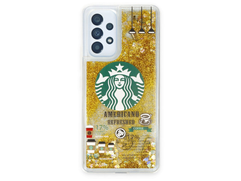 Newface Samsung Galaxy A33 5G Kılıf Starbuck Sulu Silikon - Gold