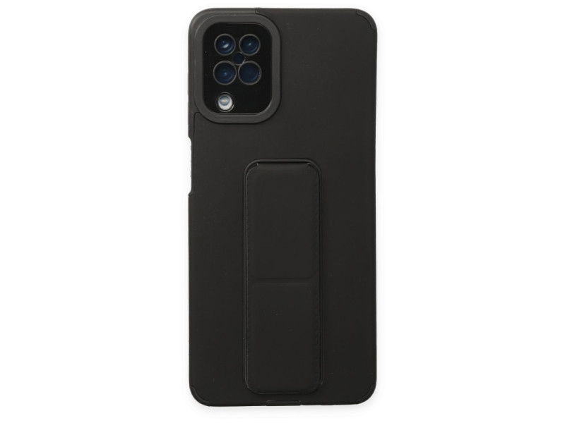 Newface Samsung Galaxy M12 Kılıf Mega Standlı Silikon - Siyah