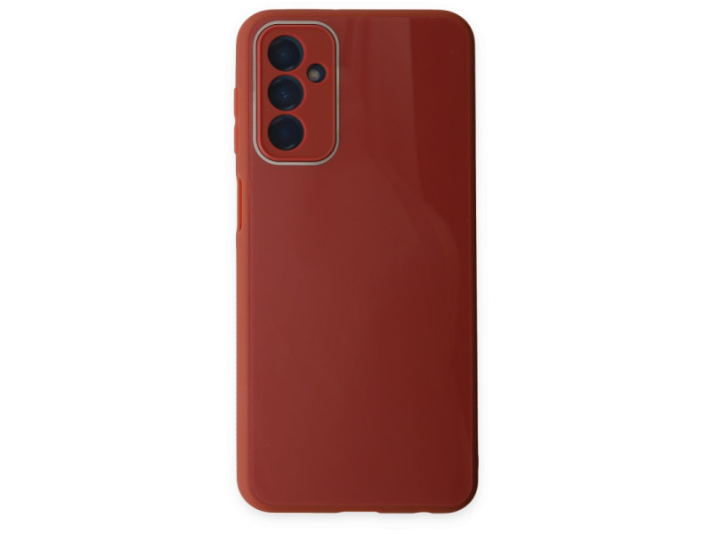 Newface Samsung Galaxy M23 Kılıf Glass Kapak - Bordo