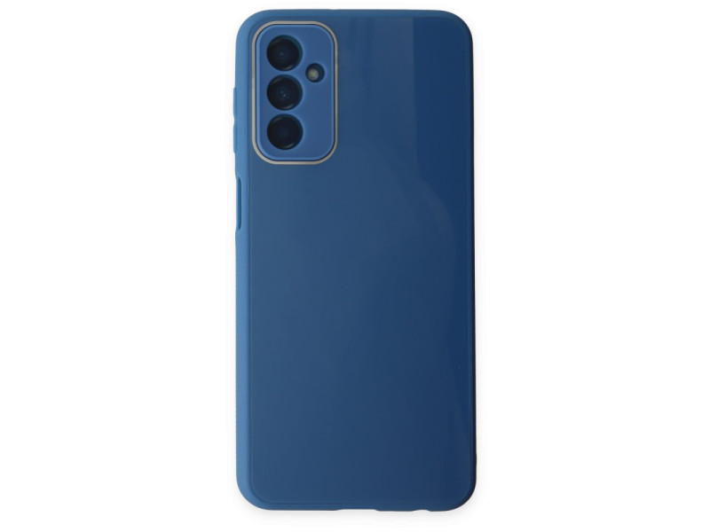 Newface Samsung Galaxy M23 Kılıf Glass Kapak - Mavi