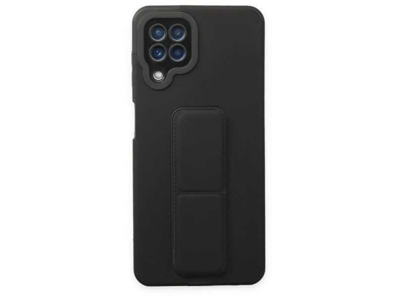 Newface Samsung Galaxy M32 Kılıf Mega Standlı Silikon - Siyah