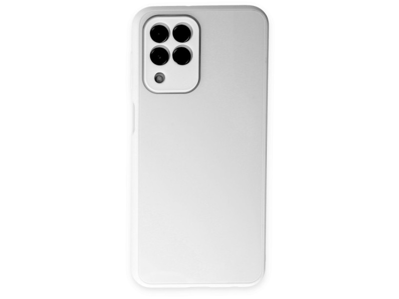 Newface Samsung Galaxy M33 Kılıf Glass Kapak - Beyaz
