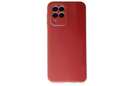 Newface Samsung Galaxy M33 Kılıf Glass Kapak - Bordo