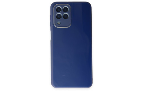 Newface Samsung Galaxy M33 Kılıf Glass Kapak - Lacivert