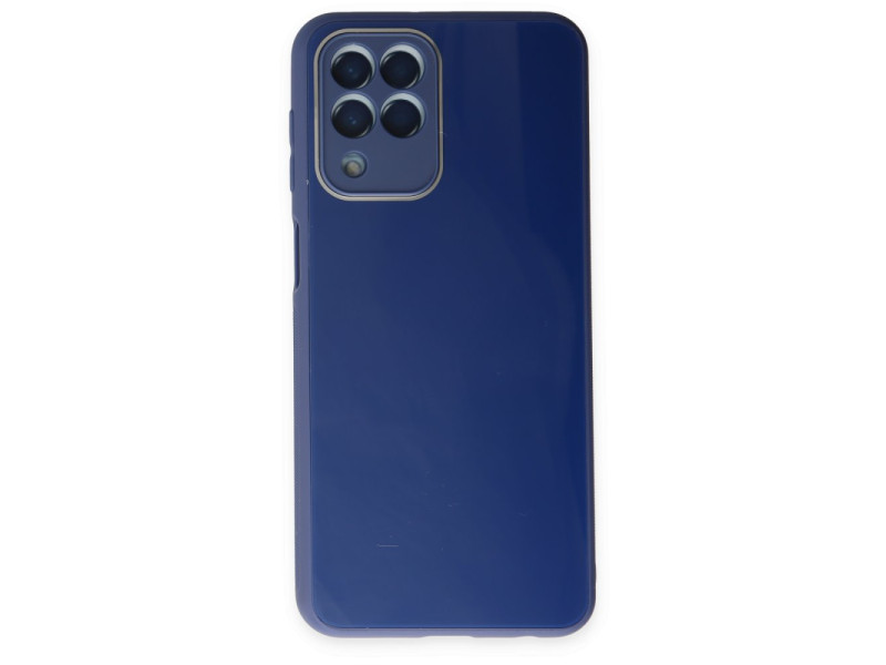 Newface Samsung Galaxy M33 Kılıf Glass Kapak - Lacivert