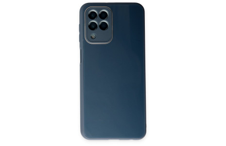 Newface Samsung Galaxy M33 Kılıf Glass Kapak - Mavi