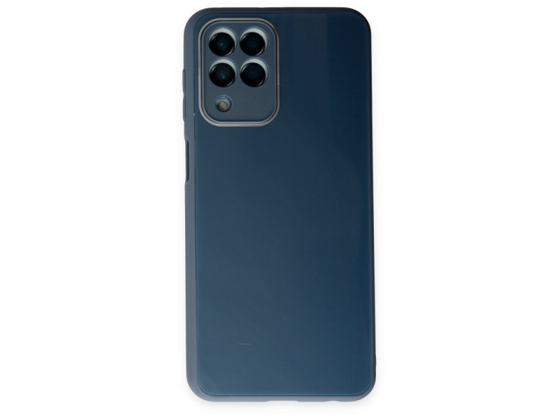 Newface Samsung Galaxy M33 Kılıf Glass Kapak - Mavi