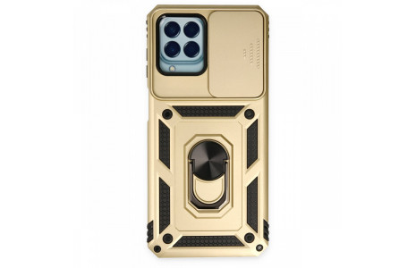 Newface Samsung Galaxy M33 Kılıf Pars Lens Yüzüklü Silikon - Gold
