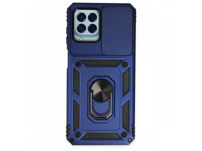 Newface Samsung Galaxy M33 Kılıf Pars Lens Yüzüklü Silikon - Lacivert