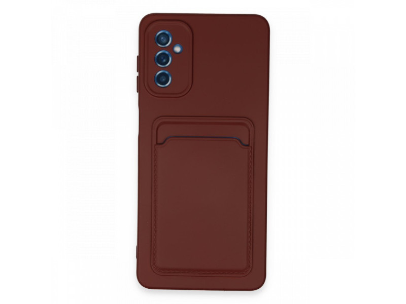 Newface Samsung Galaxy M52 5G Kılıf Kelvin Kartvizitli Silikon - Bordo