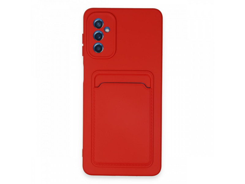 Newface Samsung Galaxy M52 5G Kılıf Kelvin Kartvizitli Silikon - Kırmızı
