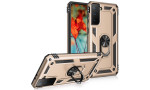 Newface Samsung Galaxy S21 FE Kılıf Sofya Yüzüklü Silikon Kapak - Gold