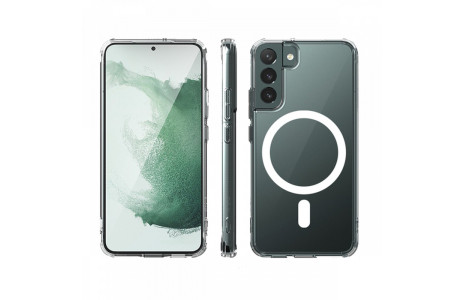 Newface Samsung Galaxy S22 Kılıf Magneticsafe Şeffaf Silikon - Şeffaf