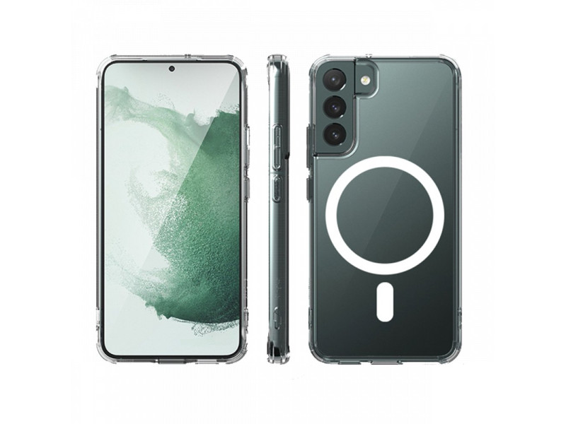 Newface Samsung Galaxy S22 Kılıf Magneticsafe Şeffaf Silikon - Şeffaf