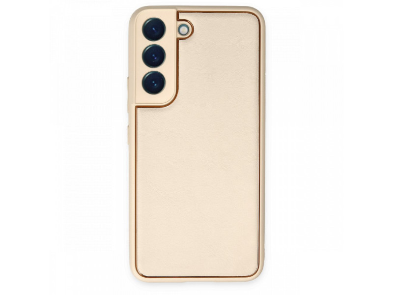 Newface Samsung Galaxy S22 Plus Kılıf Coco Deri Silikon Kapak - Gold