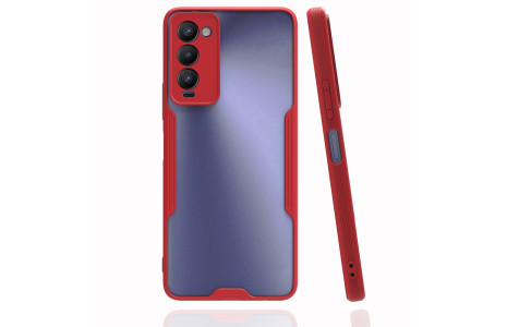 Newface Tecno Camon 18 Kılıf Platin Silikon - Kırmızı
