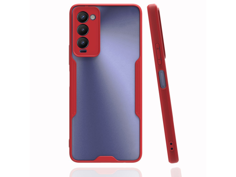 Newface Tecno Camon 18T Kılıf Platin Silikon - Kırmızı
