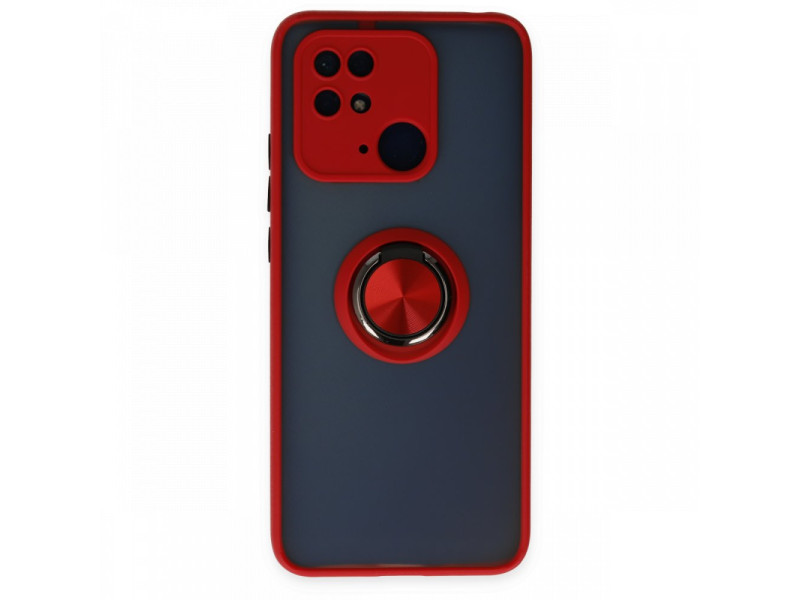 Newface Xiaomi Redmi 10C Kılıf Montreal Yüzüklü Silikon Kapak - Kırmızı