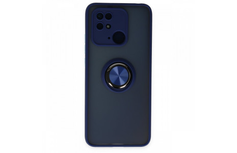 Newface Xiaomi Redmi 10C Kılıf Montreal Yüzüklü Silikon Kapak - Lacivert