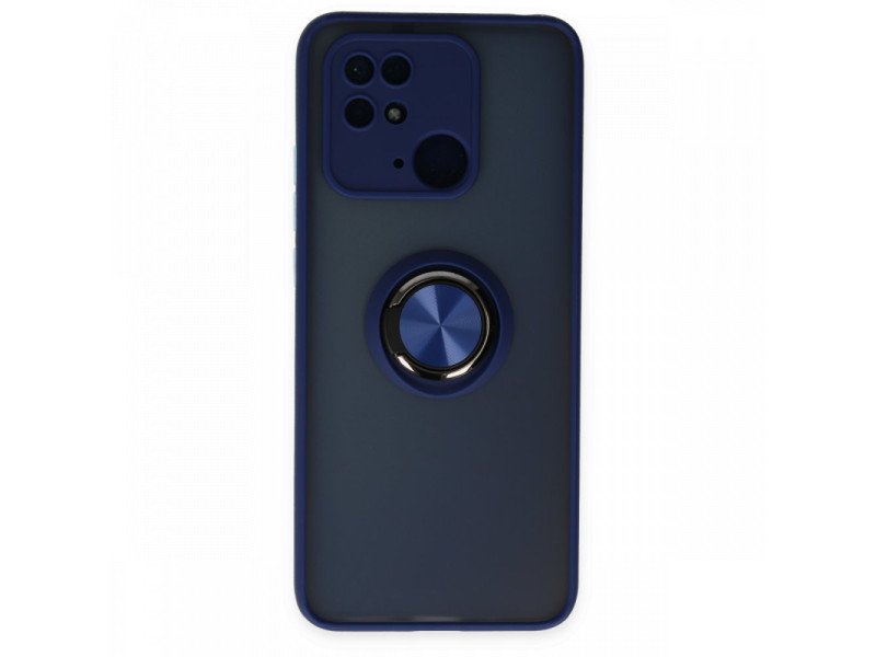 Newface Xiaomi Redmi 10C Kılıf Montreal Yüzüklü Silikon Kapak - Lacivert