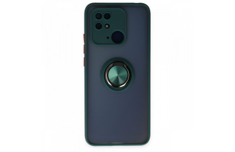 Newface Xiaomi Redmi 10C Kılıf Montreal Yüzüklü Silikon Kapak - Yeşil