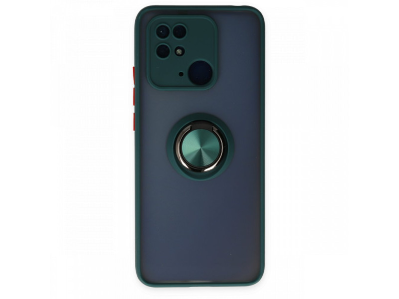 Newface Xiaomi Redmi 10C Kılıf Montreal Yüzüklü Silikon Kapak - Yeşil