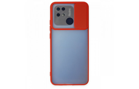 Newface Xiaomi Redmi 10C Kılıf Palm Buzlu Kamera Sürgülü Silikon - Kırmızı
