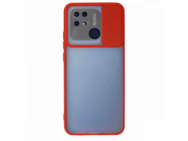 Newface Xiaomi Redmi 10C Kılıf Palm Buzlu Kamera Sürgülü Silikon - Kırmızı