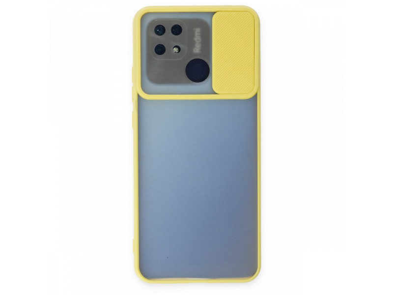 Newface Xiaomi Redmi 10C Kılıf Palm Buzlu Kamera Sürgülü Silikon - Sarı