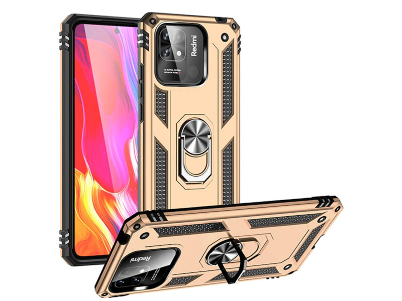Newface Xiaomi Redmi 10C Kılıf Sofya Yüzüklü Silikon Kapak - Gold