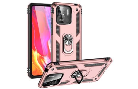 Newface Xiaomi Redmi 10C Kılıf Sofya Yüzüklü Silikon Kapak - Rose