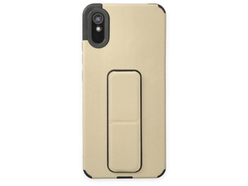 Newface Xiaomi Redmi 9A Kılıf Mega Standlı Silikon - Gold