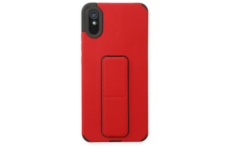 Newface Xiaomi Redmi 9A Kılıf Mega Standlı Silikon - Kırmızı