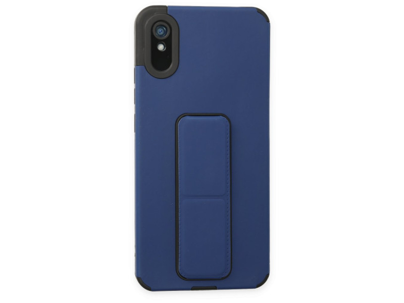 Newface Xiaomi Redmi 9A Kılıf Mega Standlı Silikon - Mavi