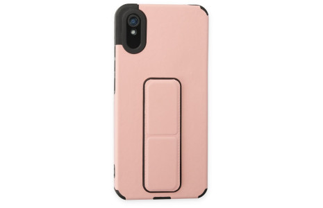 Newface Xiaomi Redmi 9A Kılıf Mega Standlı Silikon - Pudra