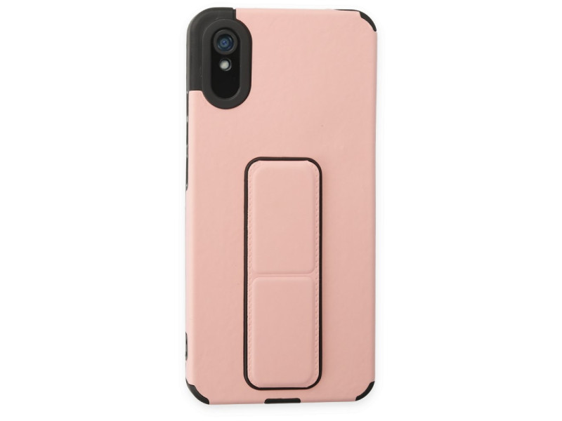 Newface Xiaomi Redmi 9A Kılıf Mega Standlı Silikon - Pudra
