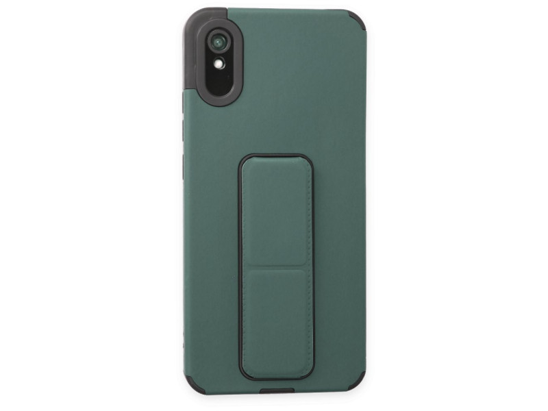 Newface Xiaomi Redmi 9A Kılıf Mega Standlı Silikon - Yeşil