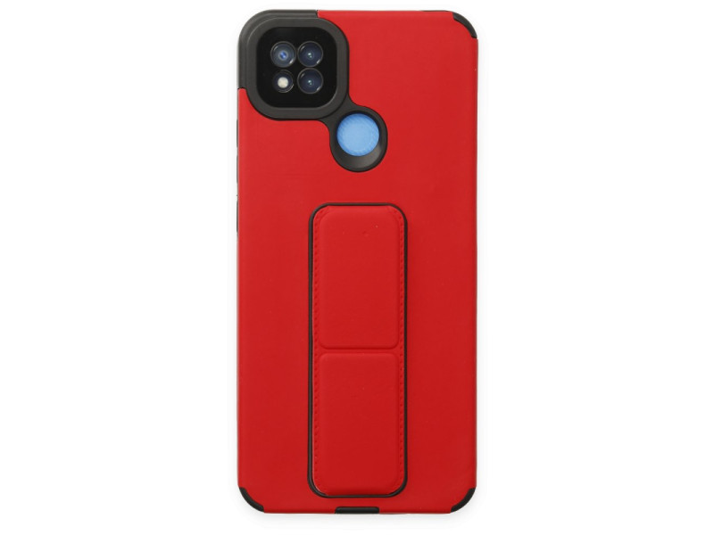 Newface Xiaomi Redmi 9C Kılıf Mega Standlı Silikon - Kırmızı