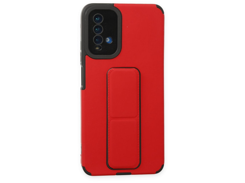Newface Xiaomi Redmi 9T Kılıf Mega Standlı Silikon - Kırmızı