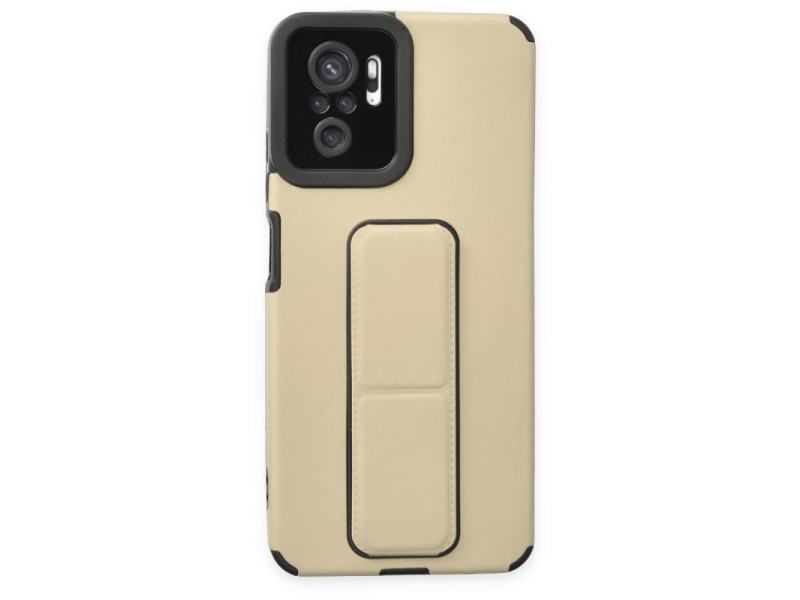 Newface Xiaomi Redmi Note 10 Kılıf Mega Standlı Silikon - Gold