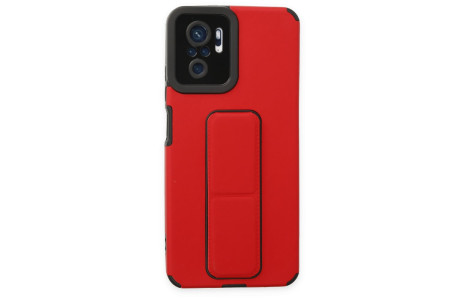 Newface Xiaomi Redmi Note 10 Kılıf Mega Standlı Silikon - Kırmızı