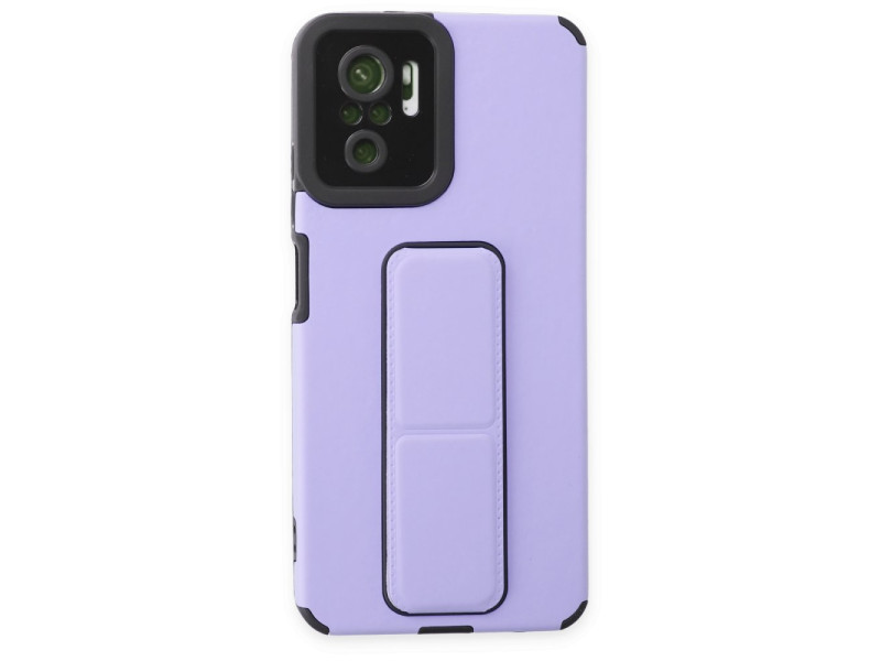 Newface Xiaomi Redmi Note 10 Kılıf Mega Standlı Silikon - Lila