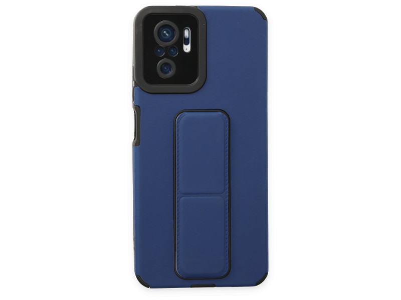 Newface Xiaomi Redmi Note 10 Kılıf Mega Standlı Silikon - Mavi